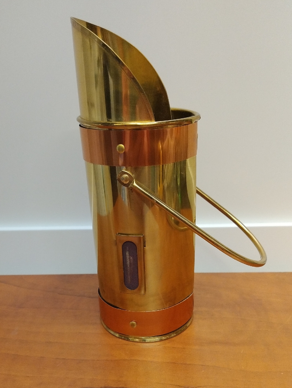 Vintage Copper & Brass Fireplace Wood Burning Stove Long Match Stick Holder
